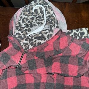 Vanilla Bay Pink and Gray Plaid Hoodie